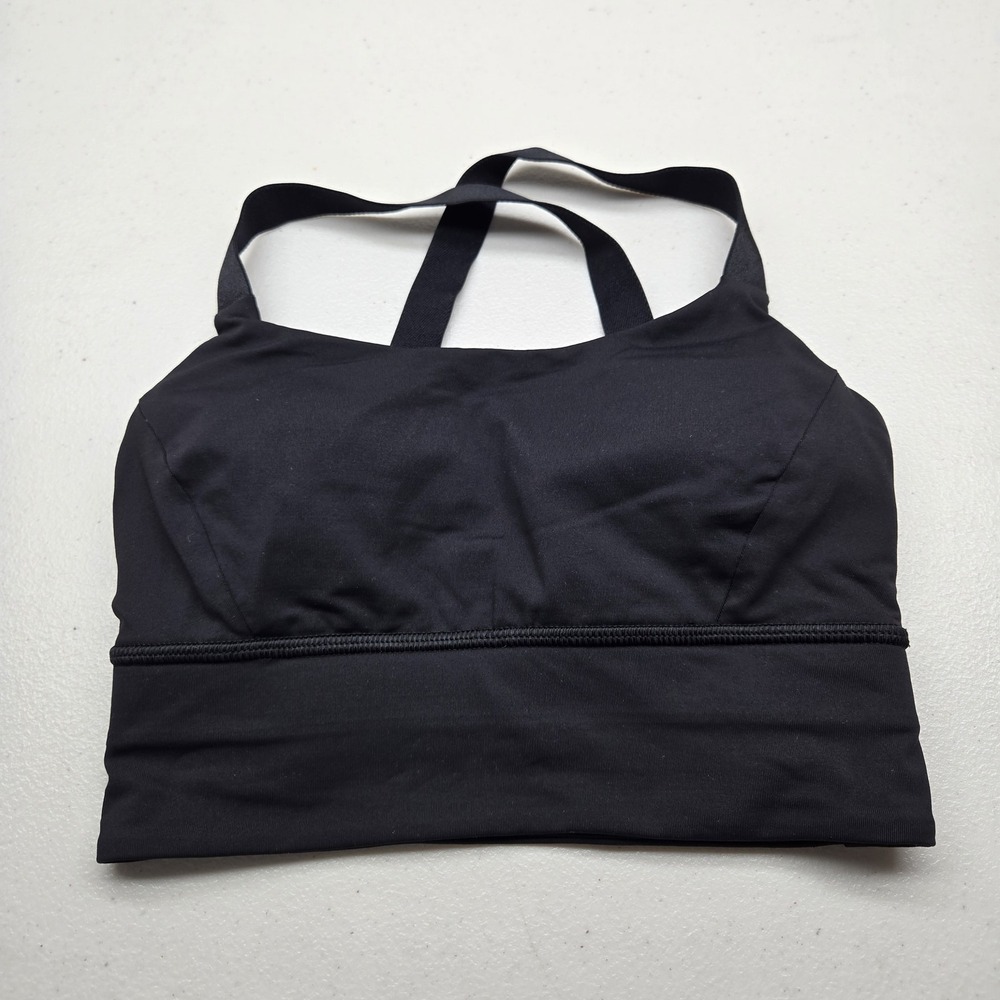 Lululemon Women Sports Bra 2 Black Wireless Energy Longline Strap Adjustable